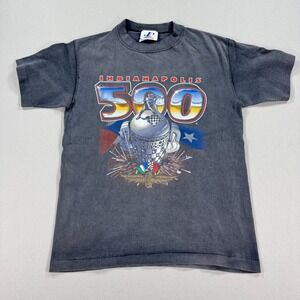 Vintage Indianapolis 500 Shirt 3D‎ Graphic Men's Medium Faded Single Stitch